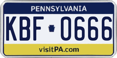 PA license plate KBF0666