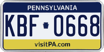PA license plate KBF0668
