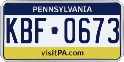 PA license plate KBF0673