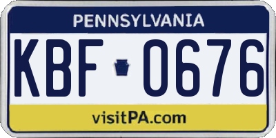 PA license plate KBF0676