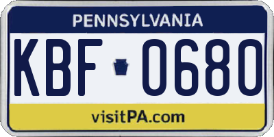 PA license plate KBF0680