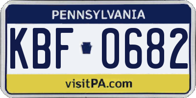 PA license plate KBF0682
