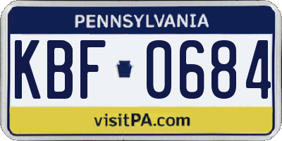 PA license plate KBF0684