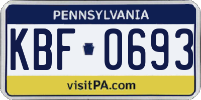 PA license plate KBF0693