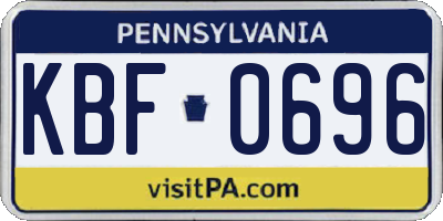PA license plate KBF0696