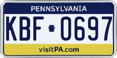 PA license plate KBF0697