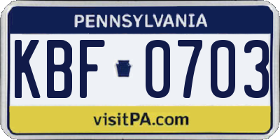 PA license plate KBF0703