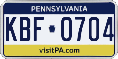 PA license plate KBF0704
