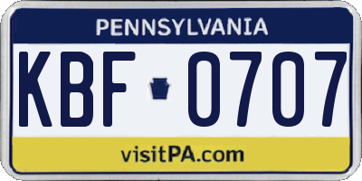 PA license plate KBF0707