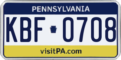 PA license plate KBF0708