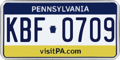 PA license plate KBF0709