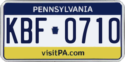 PA license plate KBF0710