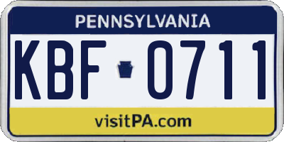 PA license plate KBF0711