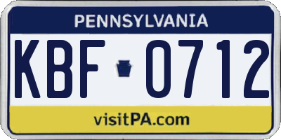 PA license plate KBF0712