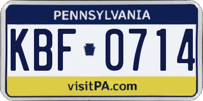 PA license plate KBF0714