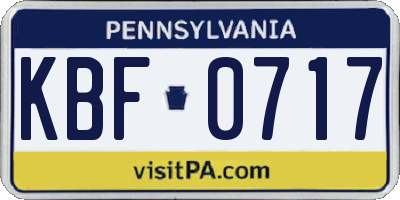 PA license plate KBF0717