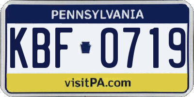 PA license plate KBF0719