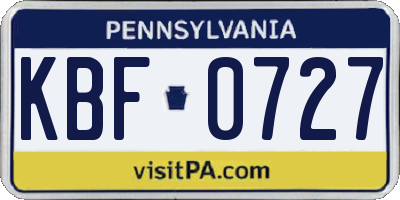 PA license plate KBF0727