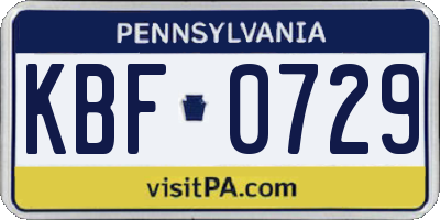 PA license plate KBF0729