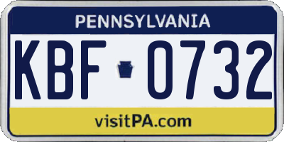 PA license plate KBF0732