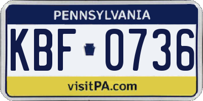PA license plate KBF0736