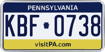 PA license plate KBF0738