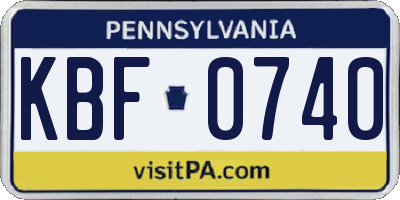 PA license plate KBF0740
