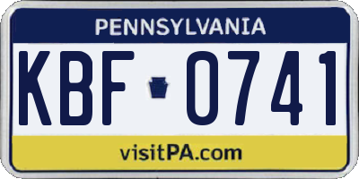 PA license plate KBF0741