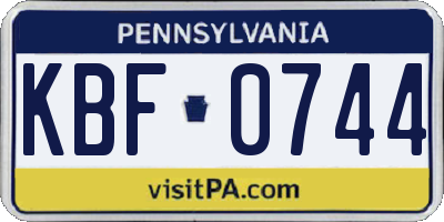 PA license plate KBF0744