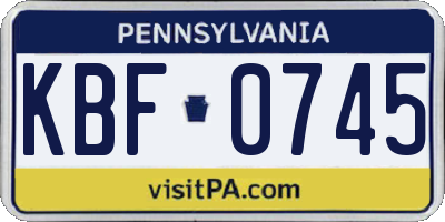 PA license plate KBF0745