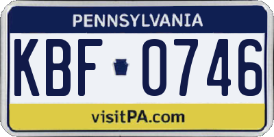 PA license plate KBF0746