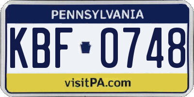 PA license plate KBF0748