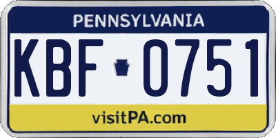 PA license plate KBF0751