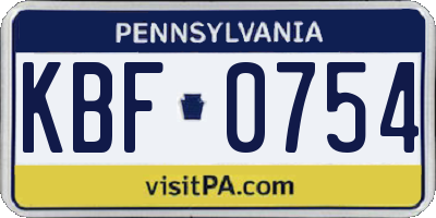 PA license plate KBF0754