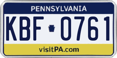 PA license plate KBF0761