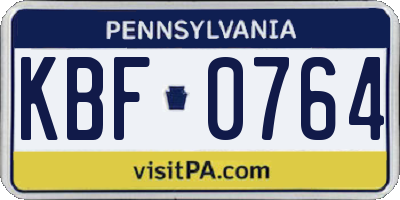 PA license plate KBF0764