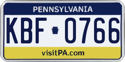 PA license plate KBF0766