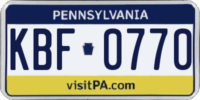 PA license plate KBF0770