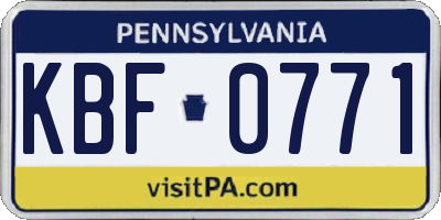 PA license plate KBF0771