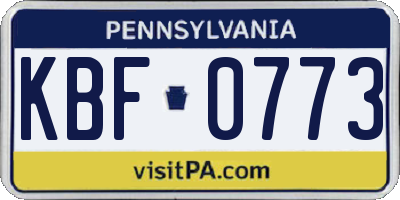 PA license plate KBF0773