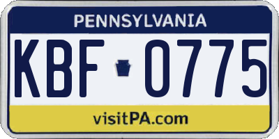 PA license plate KBF0775