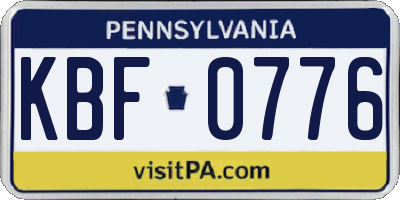 PA license plate KBF0776