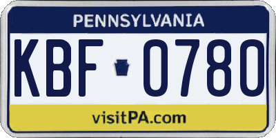PA license plate KBF0780