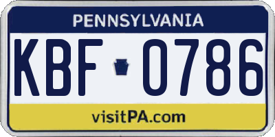 PA license plate KBF0786