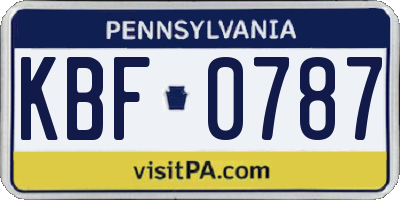 PA license plate KBF0787