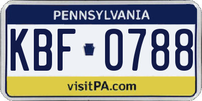 PA license plate KBF0788