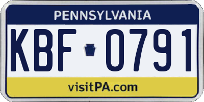 PA license plate KBF0791