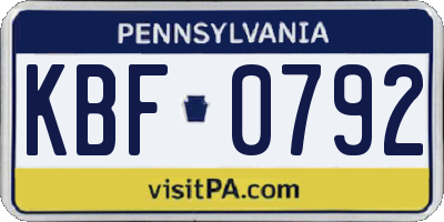 PA license plate KBF0792