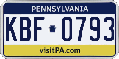 PA license plate KBF0793