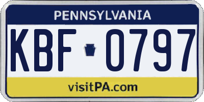 PA license plate KBF0797